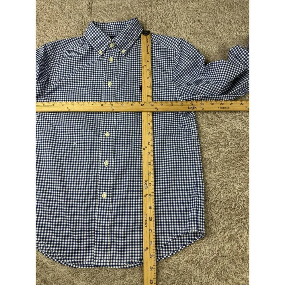 Polo Ralph Lauren Boy's M 10-12 Blue Gingham Check Button Down Shirt Long Sleeve